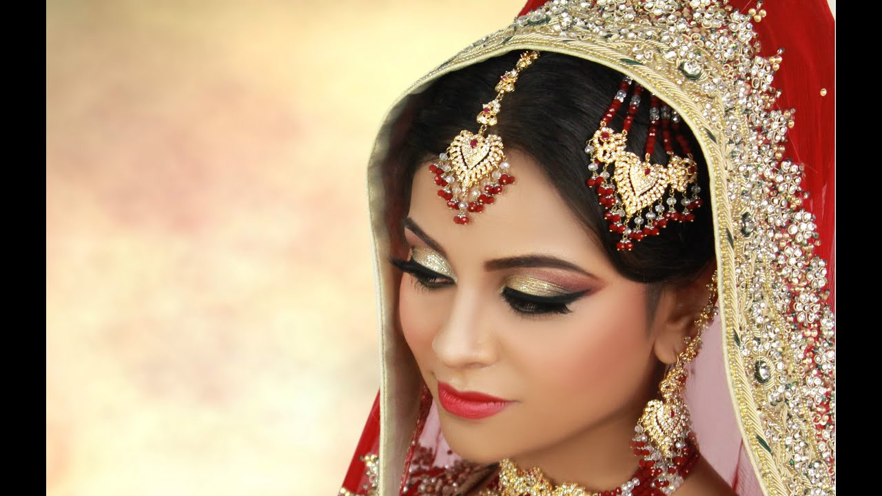 Wedding Makeup Asian
 Traditional Asian Bridal Makeup with Gold Glitter