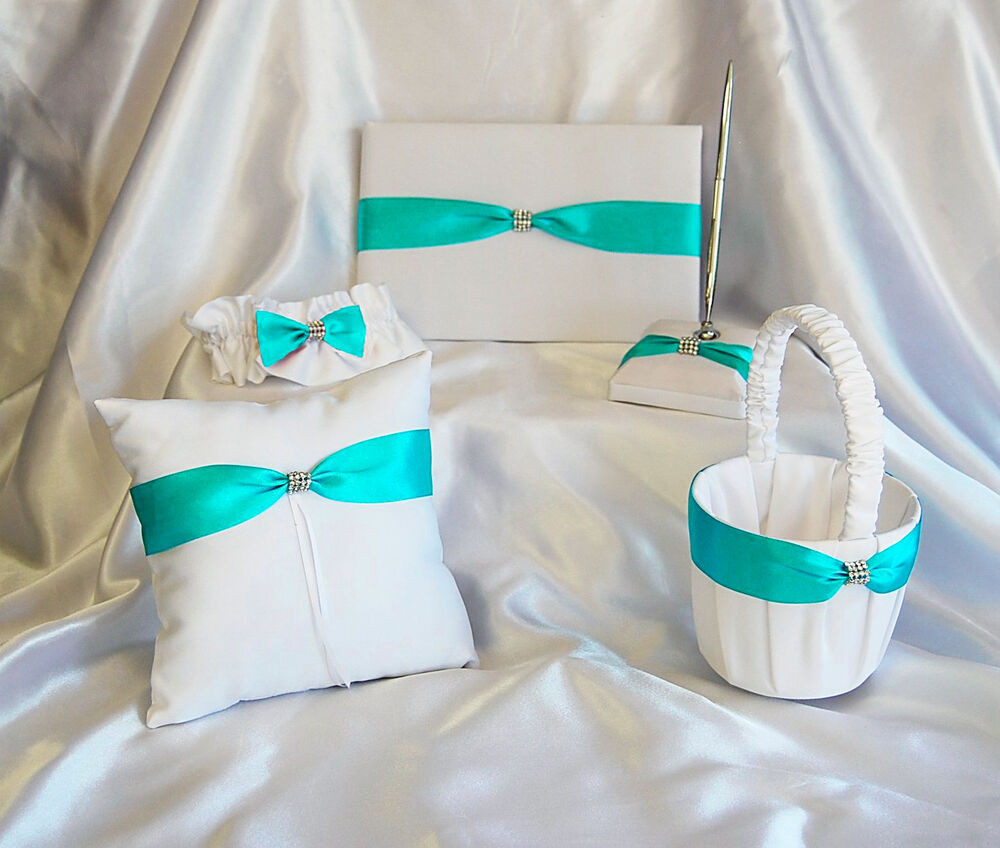 Wedding Pillow And Guest Book Sets
 WHITE SPA TIFFANY BLUE WEDDING SET PILLOW GUEST BOOK