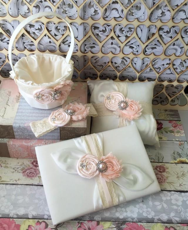 Wedding Pillow And Guest Book Sets
 Wedding Flower Girl Basket Ring Bearer Pillow Wedding