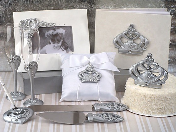 Wedding Pillow And Guest Book Sets
 White & Silver Cinderella Crown Wedding Guest Book Ring