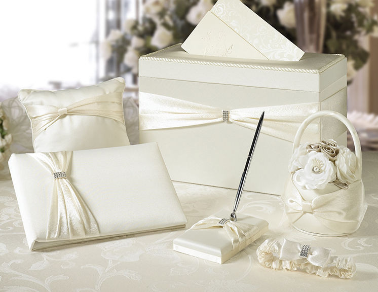 Wedding Pillow And Guest Book Sets
 White or Ivory Wedding Set Guest Book pen basket card box