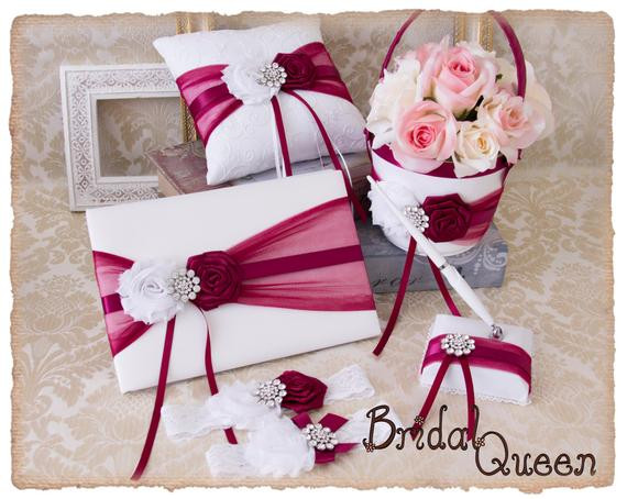 Wedding Pillow And Guest Book Sets
 Burgundy Wedding Accessories Burgundy Ring Bearer Pillow