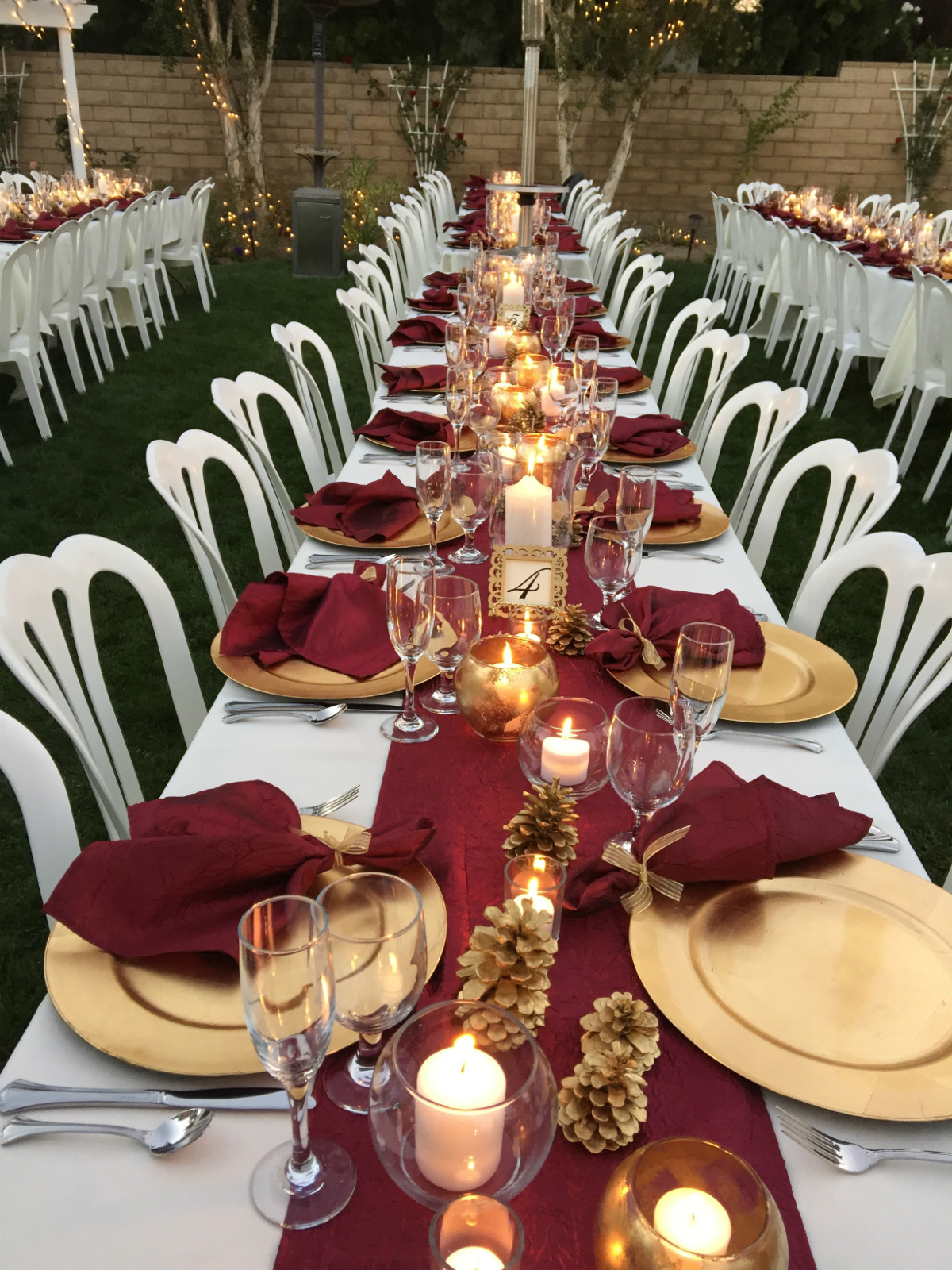 Wedding Reception Colors
 Burgundy Table Runners & Napkins