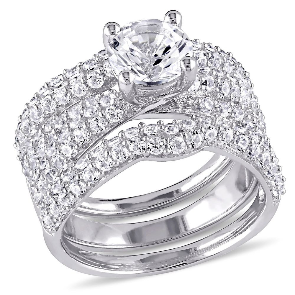 Wedding Ring Set
 ROUND DIAMOND SAPPHIRE ENGAGEMENT WEDDING RING SET SZ 6 SZ