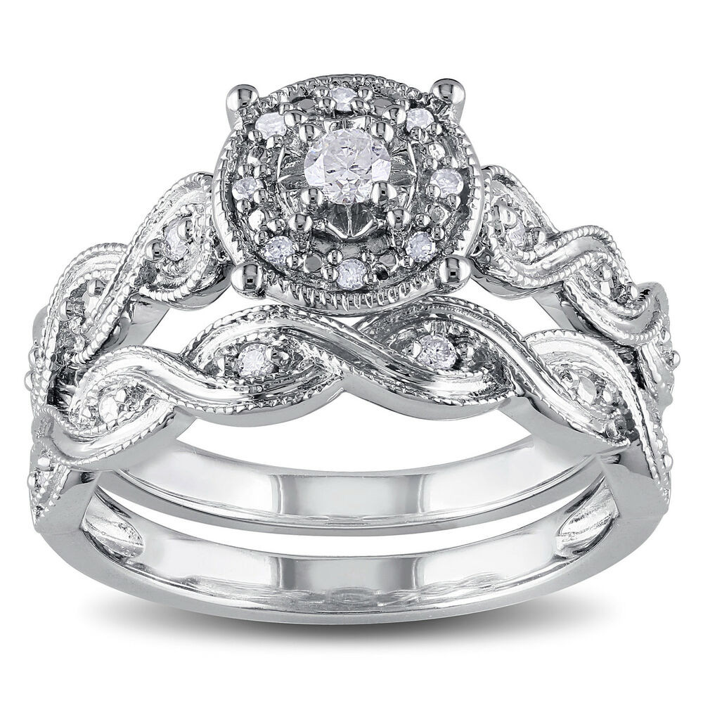 Wedding Ring Set
 Miadora Sterling Silver 1 5ct TDW Diamond Infinity
