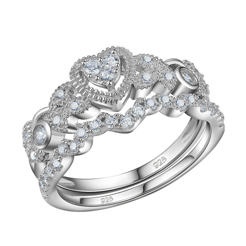 Wedding Ring Set
 0 5ct Heart White Cz 925 Sterling Silver Wedding