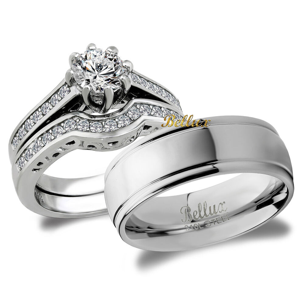 Wedding Rings His And Hers Matching Sets
 His and Hers Bridal Matching Wedding Ring Set