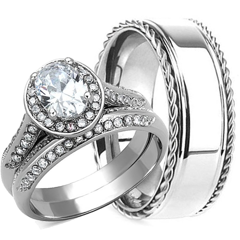 Wedding Rings His And Hers Matching Sets
 3Pcs HIS HERS WEDDING RING SET MATCHING BAND MENS and