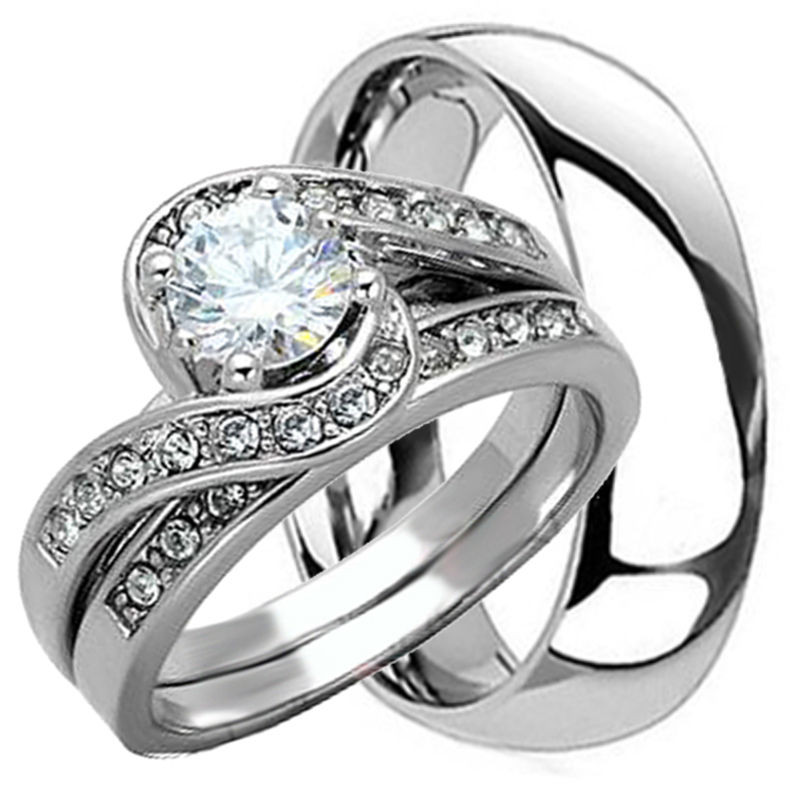 Wedding Rings His And Hers Matching Sets
 3 PCS HIS AND HERS TITANIUM 925 STERLING SILVER WEDDING