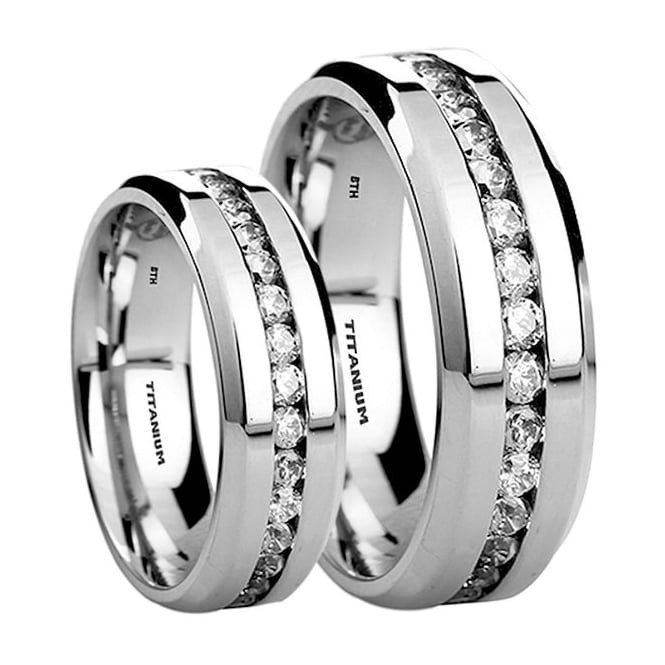 Wedding Rings His And Hers Matching Sets
 His And Hers 6mm 8mm Created Diamonds Titanium Wedding
