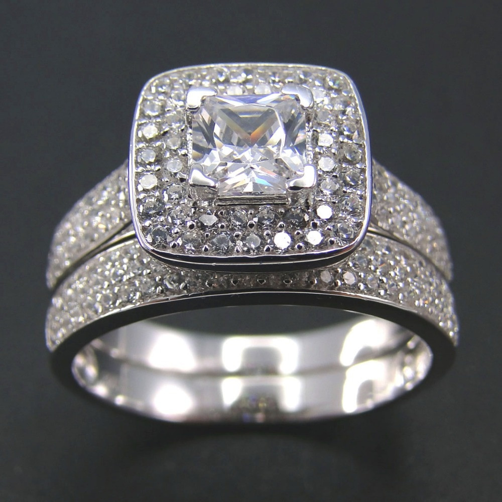 Wedding Rings Sets Women
 Wedding Ring Sets 925 Sterling Silver Ring Fine