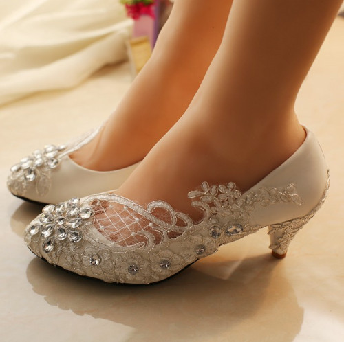Wedding Shoes For Bride Low Heel
 5cm Low Heels Wedding Shoes Lace Bridal Shoe Bridal Heel