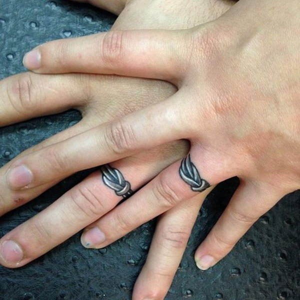 Wedding Tattoo Rings
 40 Sweet & Meaningful Wedding Ring Tattoos