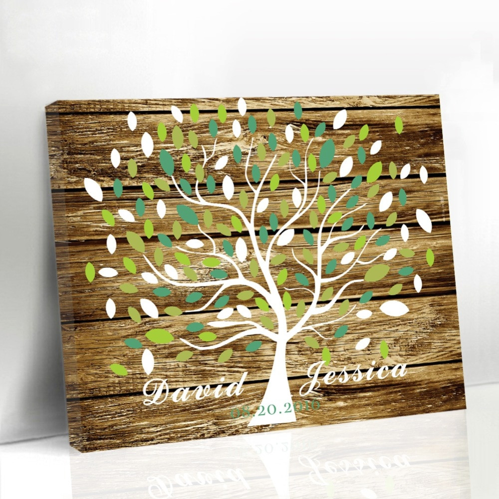 Wedding Tree Guest Book DIY
 Personalized Unique Wedding Leaf Tree Wood Frame Guestbook