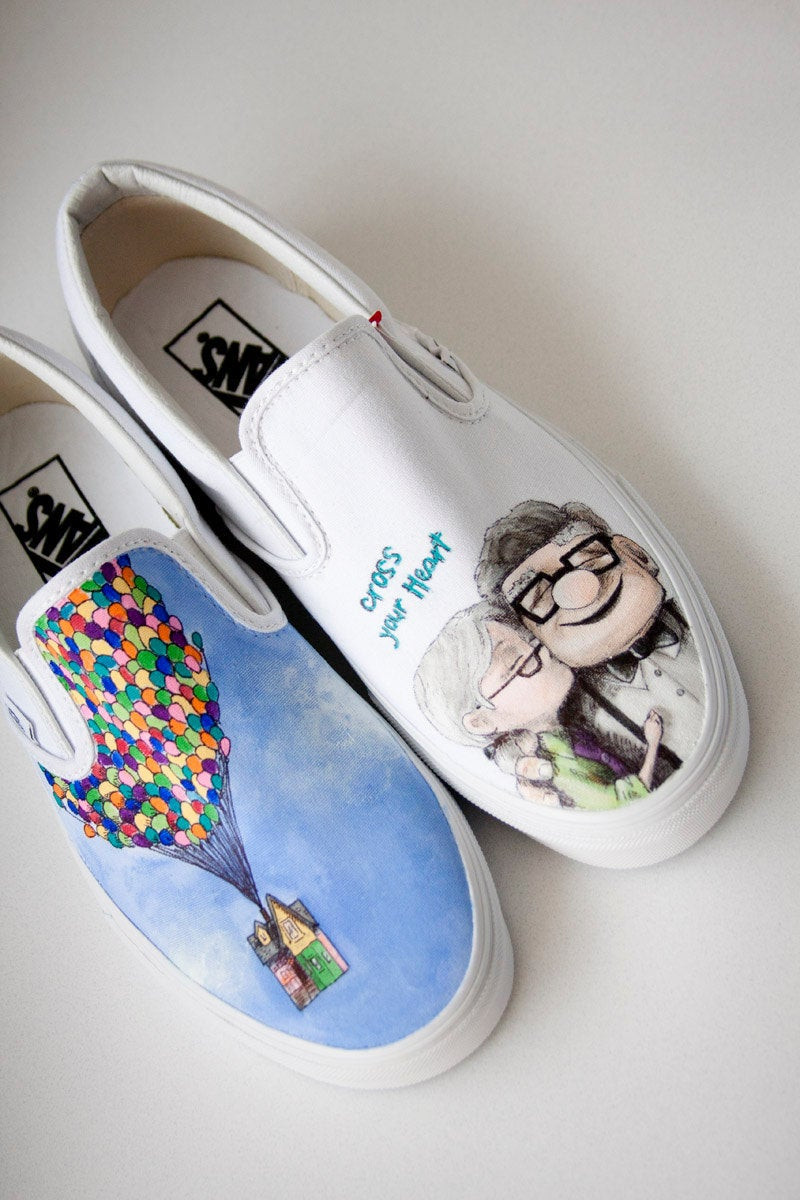 Wedding Vans Shoes
 Custom Painted Shoes Up Wedding Theme Reserved for Dee