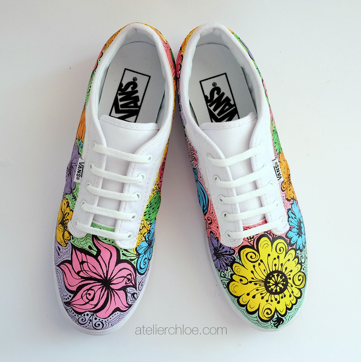 Wedding Vans Shoes
 Custom hand painted Vans floral personalized shoes wedding