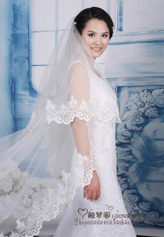 Wedding Veils Covering Face
 White Ivory White Bridal Veil Lace Edge 2 6 Meters