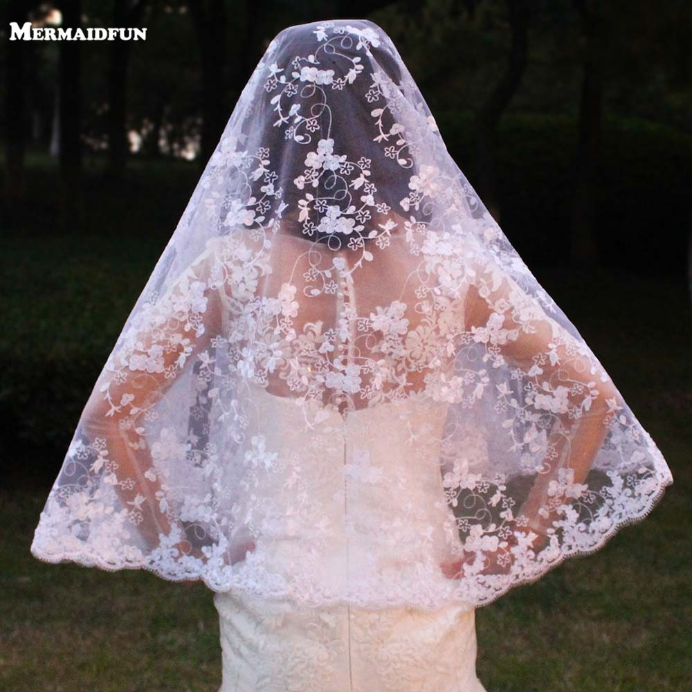 Wedding Veils Covering Face
 e Layer Flower Lace Short Woodland Wedding Veils WITHOUT