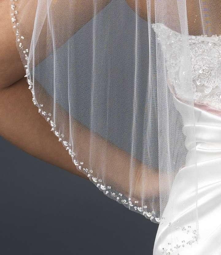 Wedding Veils With Beaded Edge
 Elegance By Carbonneau Ivory Beaded Edge Elbow Length