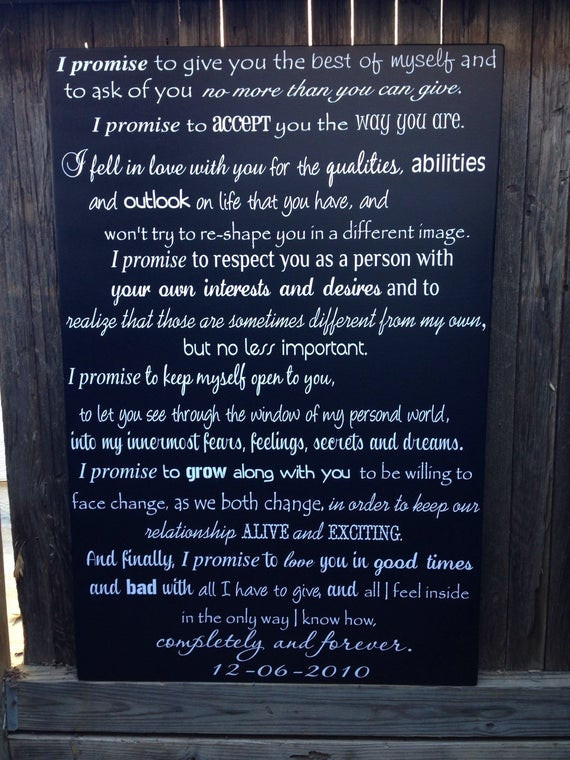 Wedding Vows To Him
 CUSTOM Wedding Vows Wood Sign 24 x 36 Personalized