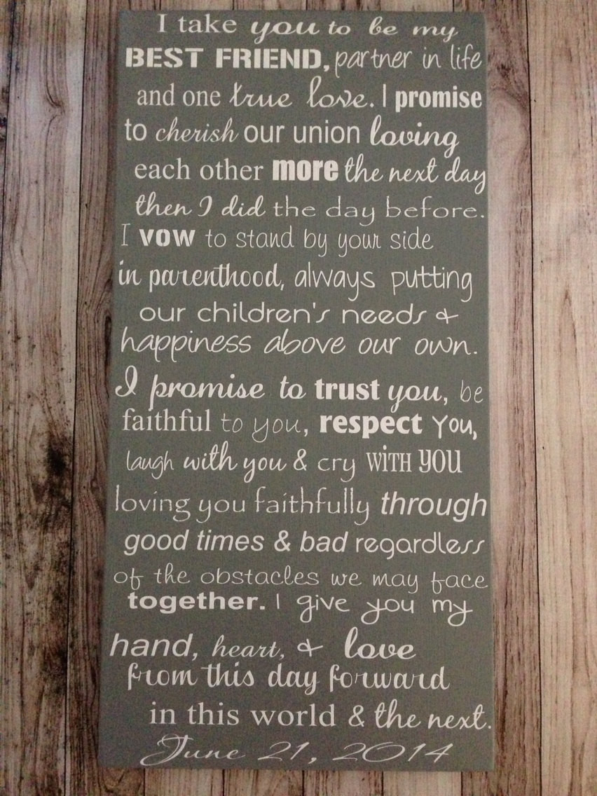 Wedding Vows To Him
 Custom Wedding Vows Wood Sign 12 x 24 Personalized