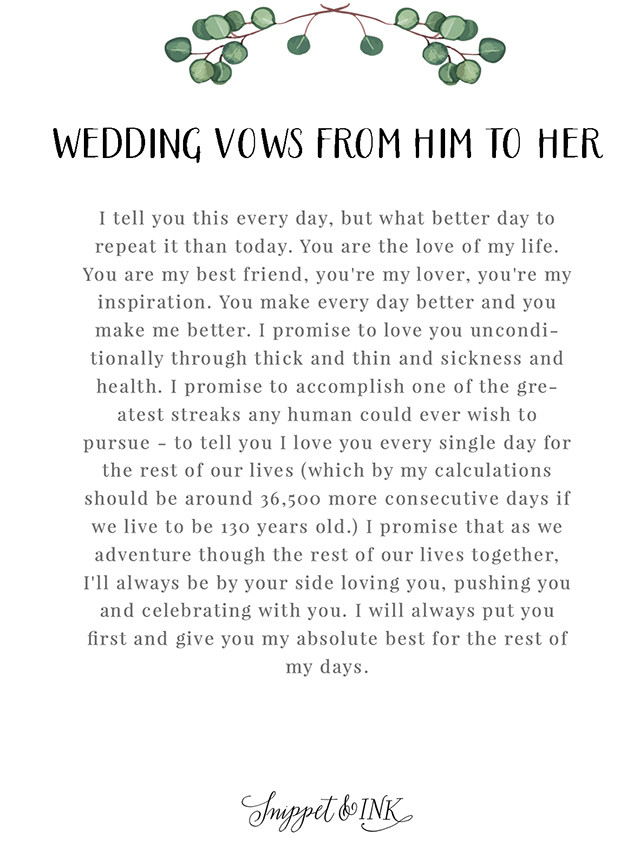 Wedding Vows To Him
 Personalized Real Wedding Vows That You ll Love Snippet & Ink