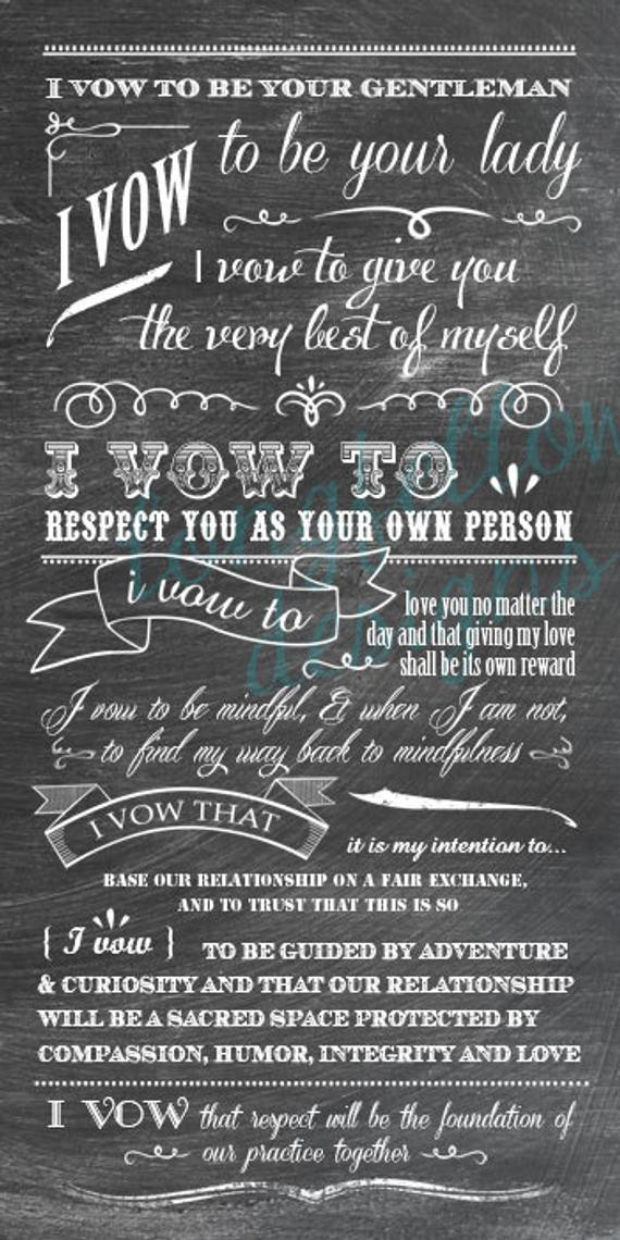 Wedding Vows Unique
 Customized Wedding Vows Chalkboard Look PRINT Custom Colors