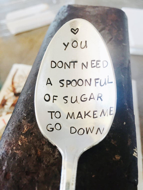 Weird Birthday Gifts
 Silver Spoon Hand Stamped Spoon Funny Gifts Sugar by
