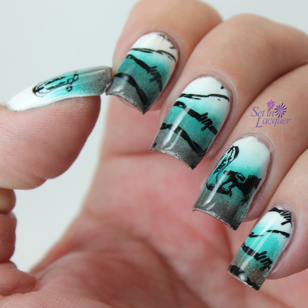 Western Nail Designs
 Western themed stamped nail art Set in Lacquer