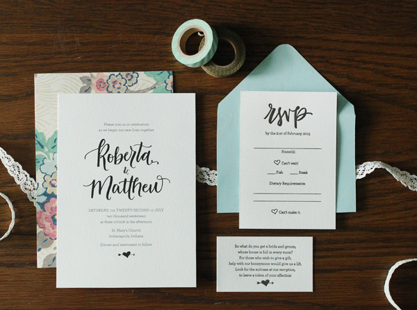 What To Put On A Wedding Invitation
 Whimsical Hand Lettered Wedding Invitations