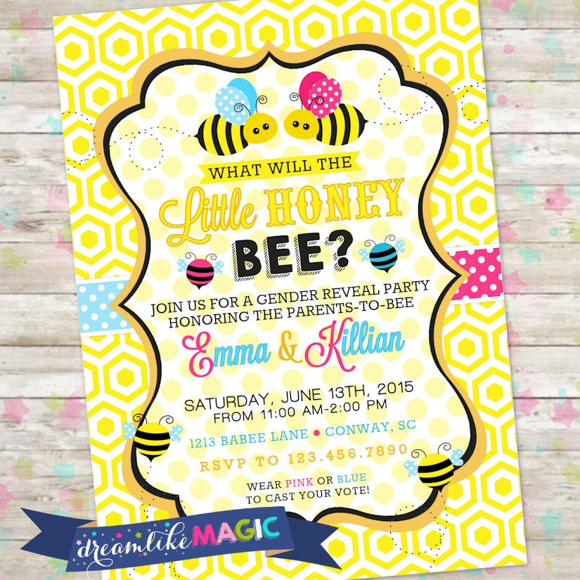 What Will It Bee Gender Reveal Party Ideas
 Bumble Bee Invite Bee Gender Reveal Invitation What Will It
