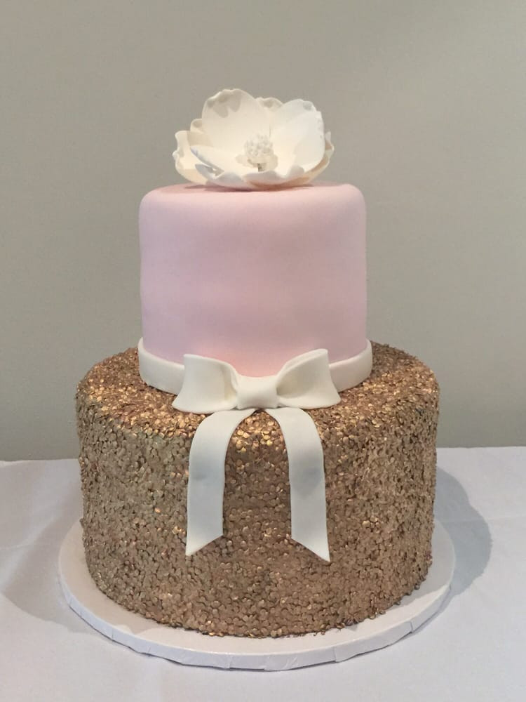 White Baby Shower Cake
 My perfect pink gold and white themed baby shower cake
