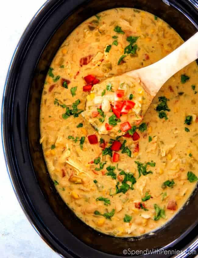White Chicken Chili Slow Cook Recipe
 Slow Cooker Creamy White Chicken Chili Spend With Pennies