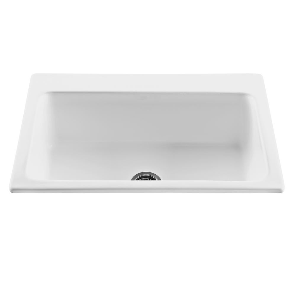 White Drop In Kitchen Sinks
 Thermocast Manhattan Drop In Acrylic 33 in 1 Hole Single
