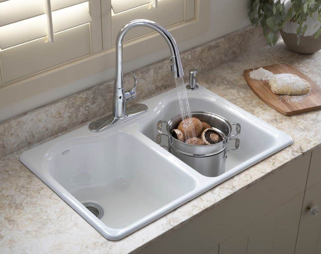 White Drop In Kitchen Sinks
 Kitchen With White Drop In Sink And Steel Faucet A Drop