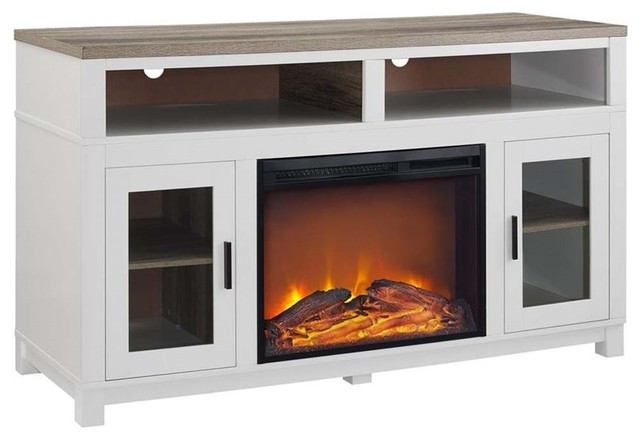 White Electric Fireplace Entertainment Center
 Ameriwood Home Carver Electric Fireplace TV Stand White