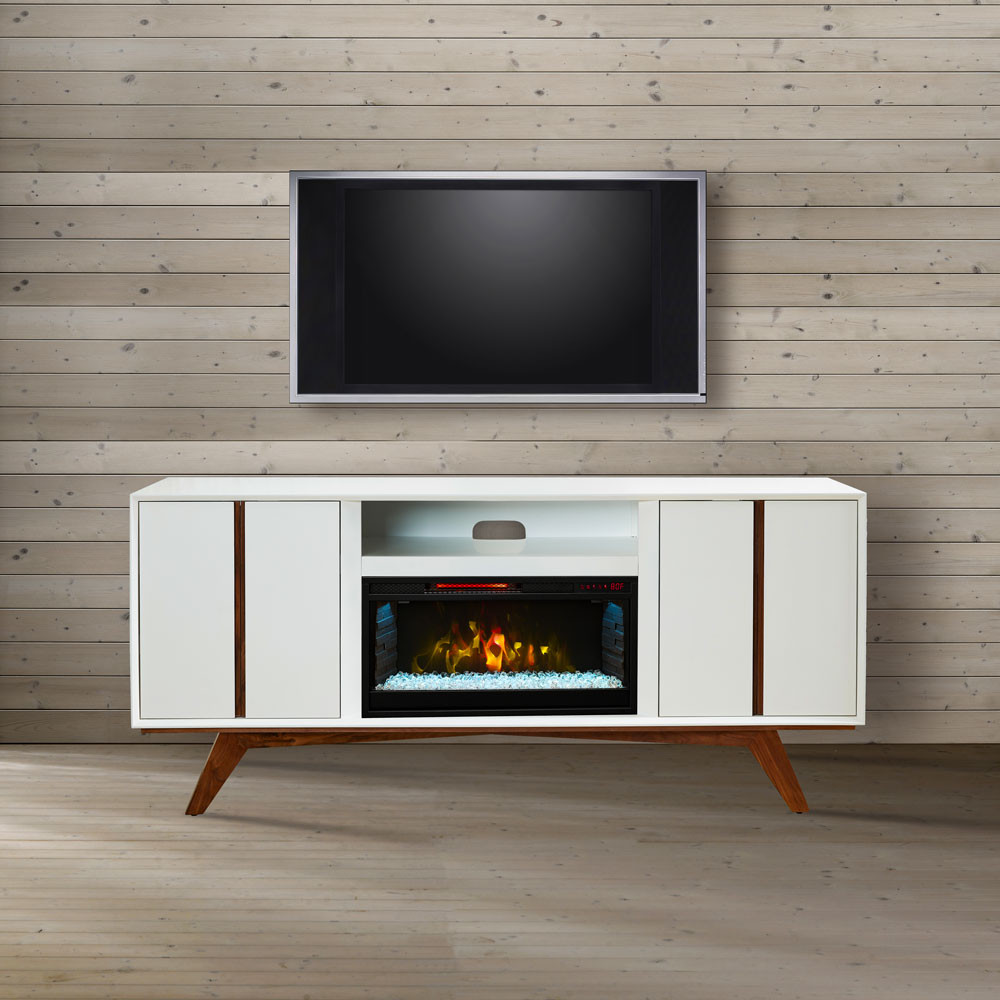 White Electric Fireplace Entertainment Center
 Holloway Infrared Electric Fireplace Entertainment Center