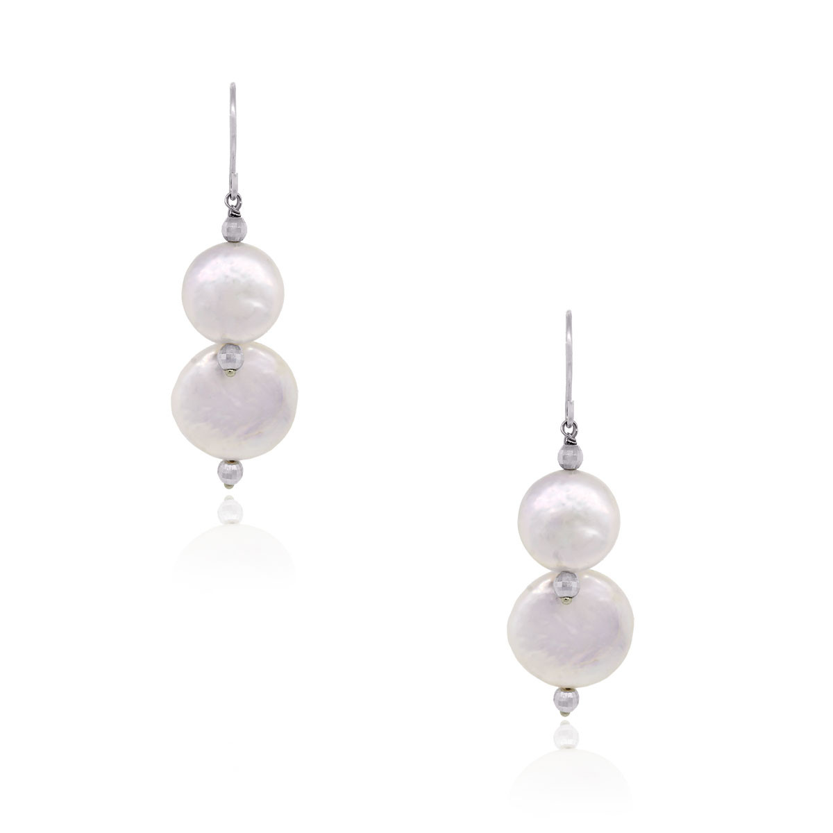 White Gold Pearl Earrings
 14k White Gold Pearl Drop Earrings