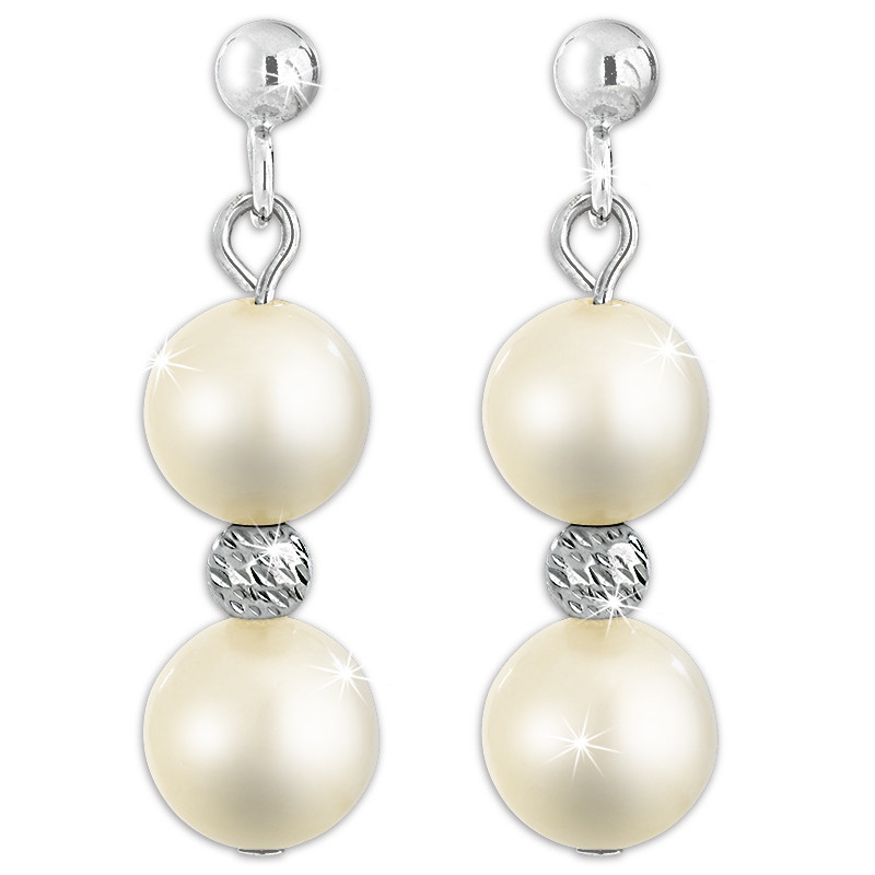 White Gold Pearl Earrings
 White Gold Sparkle Pearl Earrings