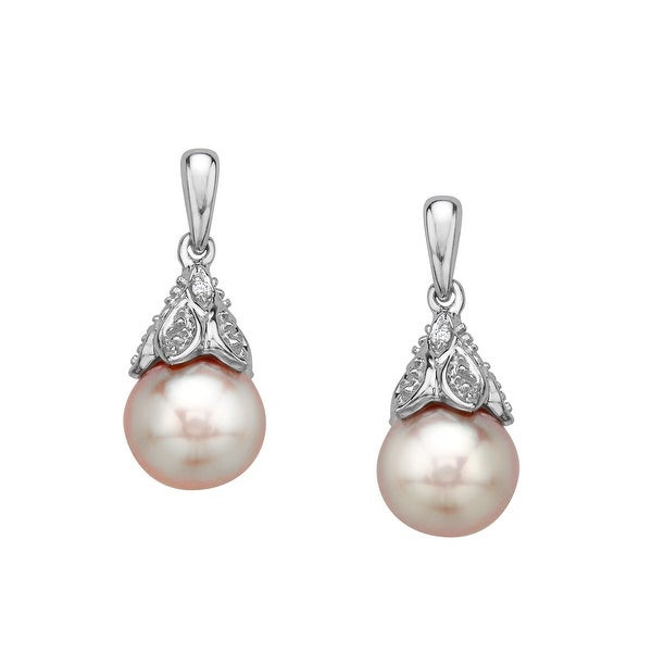 White Gold Pearl Earrings
 Shop 7 5 MM Pink Freshwater Pearl Drop Earrings in 14K