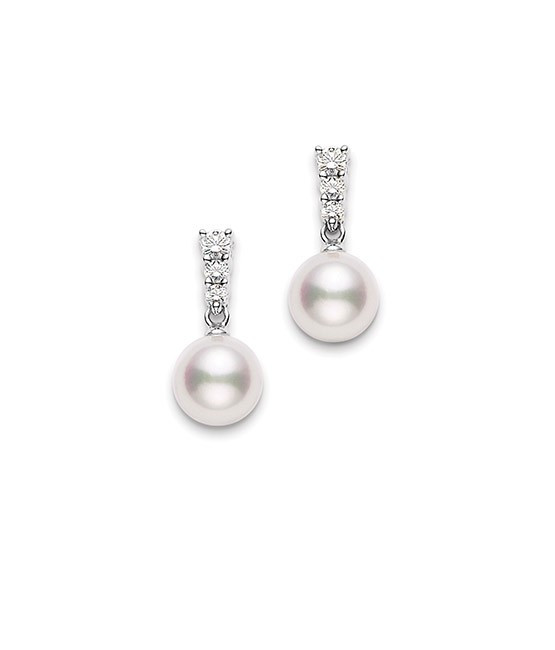 White Gold Pearl Earrings
 White Gold Pearl Earrings Morning Dew Earrings Mikimoto