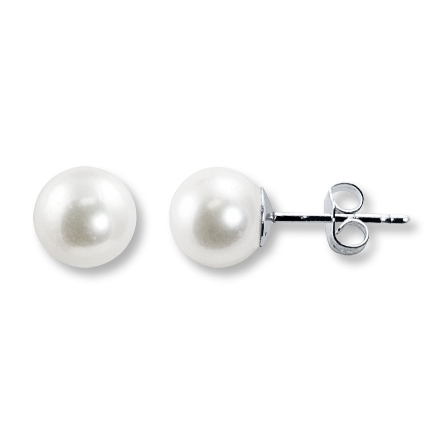 White Gold Pearl Earrings
 Cultured Pearl Earrings 14K White Gold KayOutlet