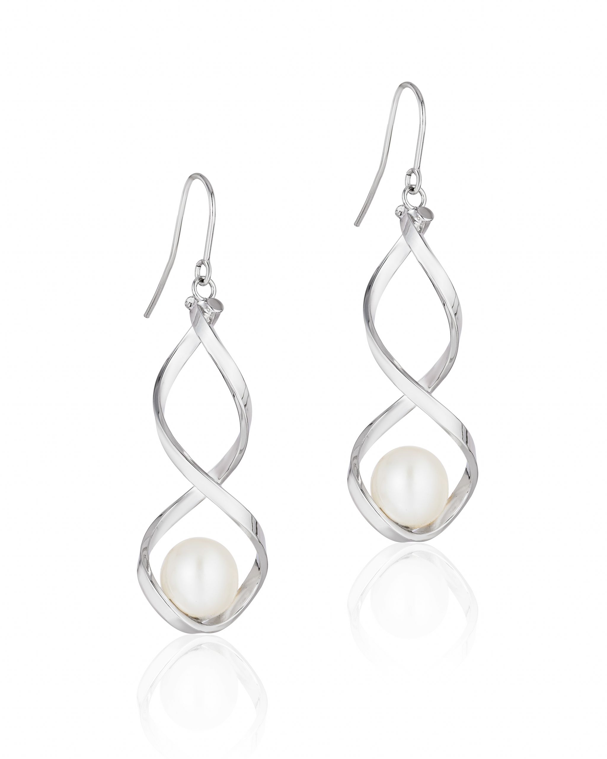 White Gold Pearl Earrings
 14K White Gold Dangle with Pearl Earrings