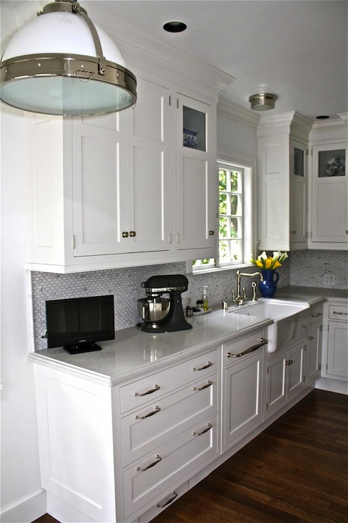 White Kitchen Cabinet Handles
 Toe Kick Drawer Transitional kitchen William Adams