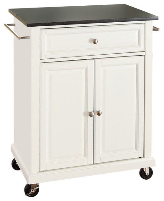 White Kitchen Island Carts
 FastFurnishings White Kitchen Cart With Granite Top and