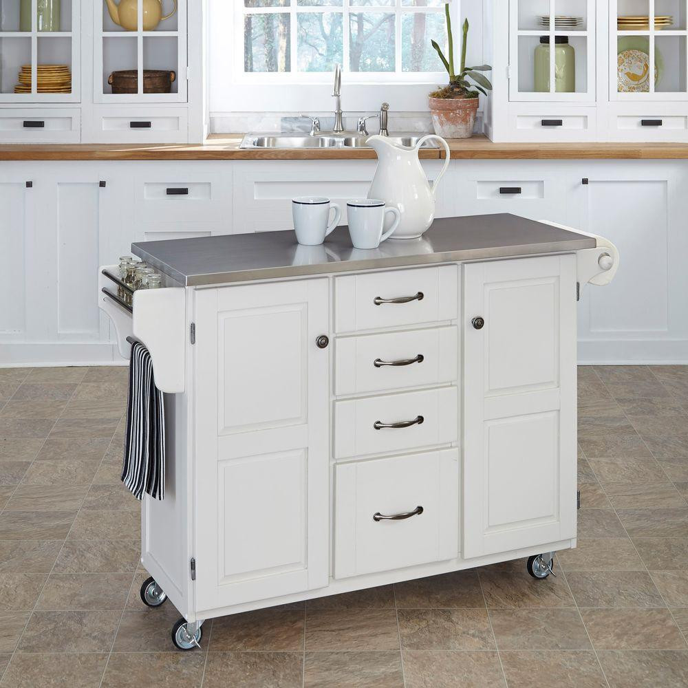 White Kitchen Island Carts
 Linon Home Decor Sherman White Kitchen Cart With Storage
