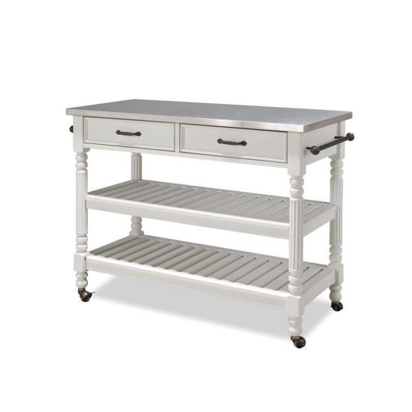 White Kitchen Island Carts
 Home Styles Savannah White Kitchen Cart With Stainless Top