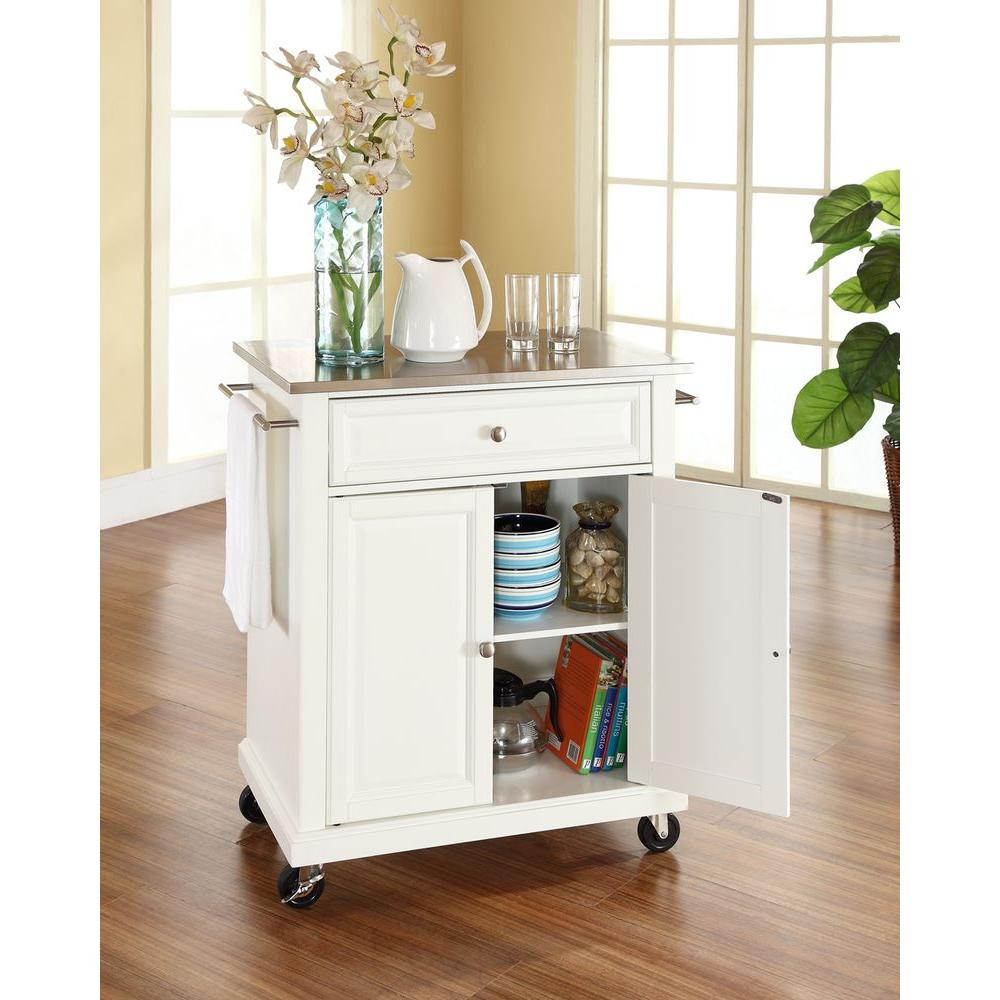 White Kitchen Island Carts
 Crosley White Kitchen Cart With Stainless Steel Top