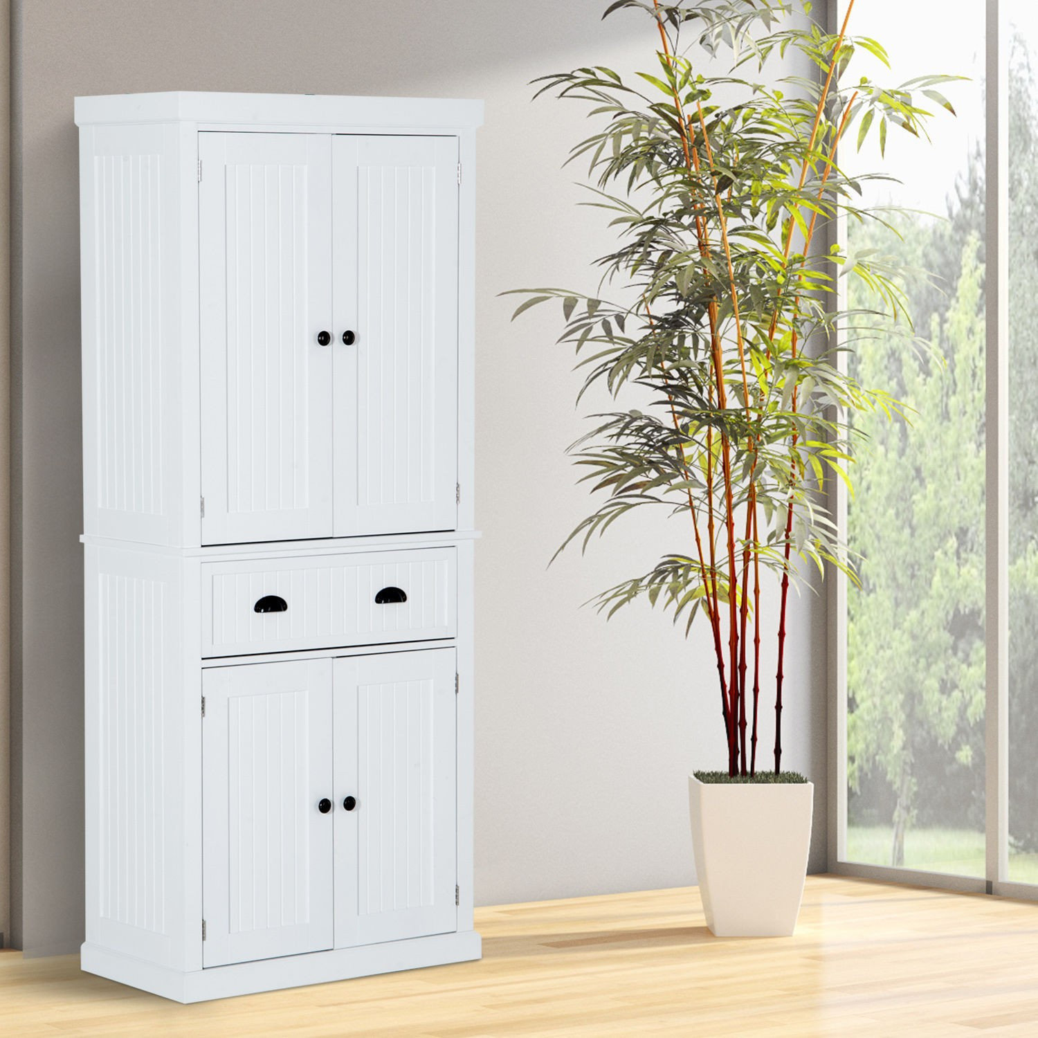 White Kitchen Pantry Free Standing
 Hom Free Standing Colonial Wood Storage Cabinet