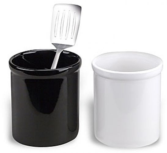 White Kitchen Utensil Holder
 Ceramic Utensil Holder Crock Black White Keep Kitchen